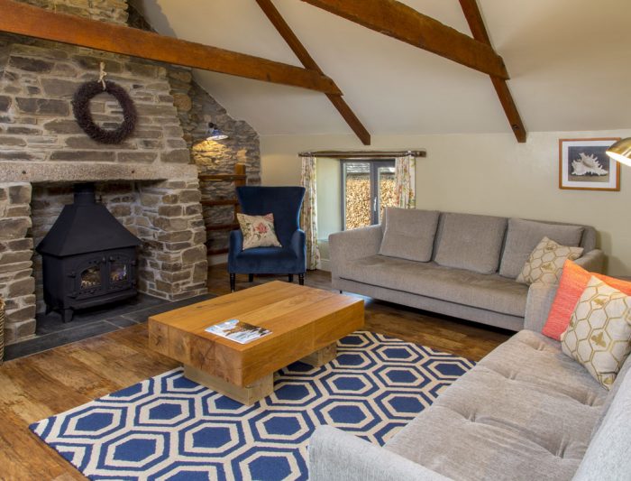 Interior shot of the living space in Hayloft Cottage